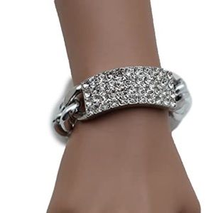 TFJ Bracelet Hip Hop Fashion Jewelry. Metal Plate with Rhinestones & Cha…